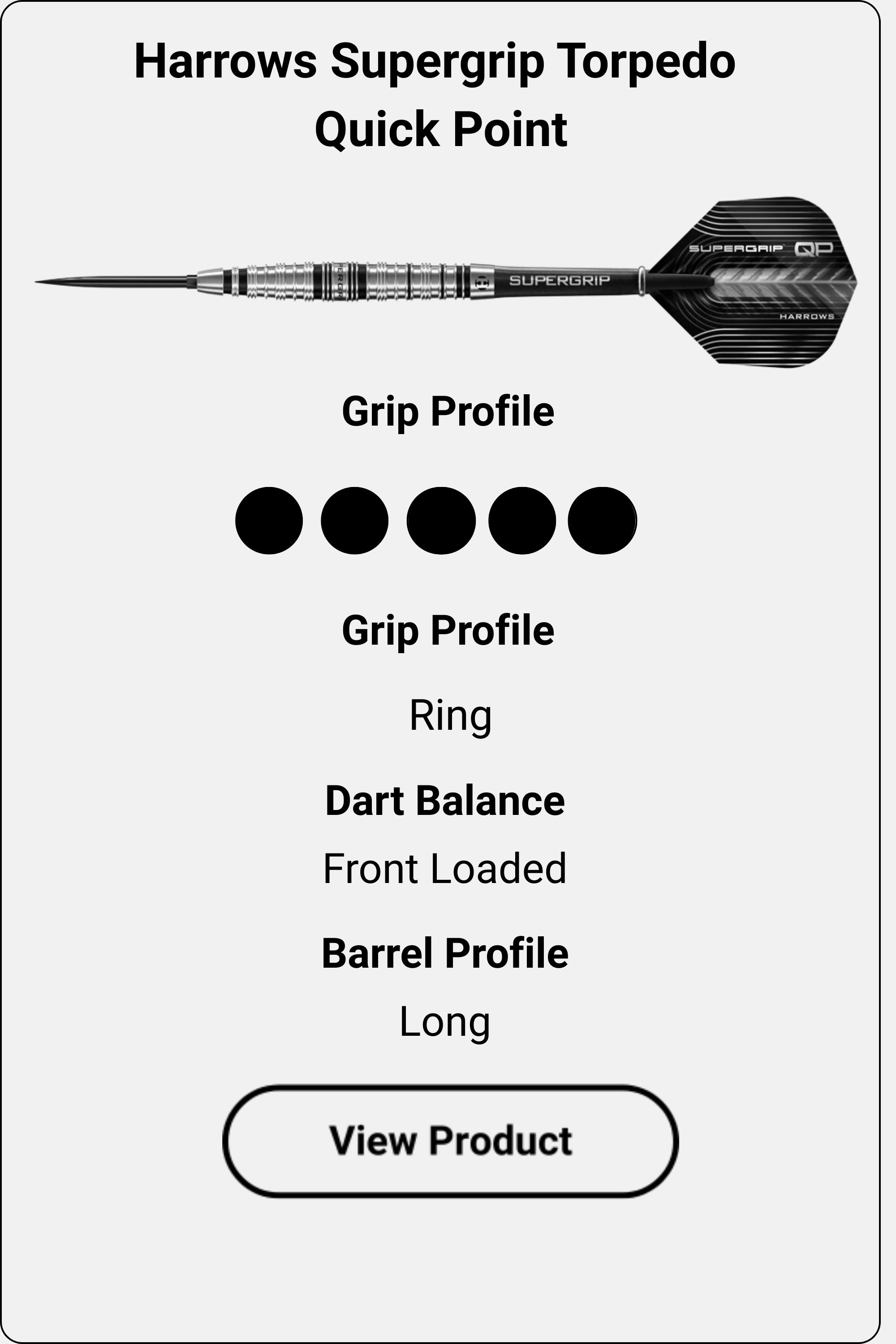 Harrows Supergrip Torpedo dart information card