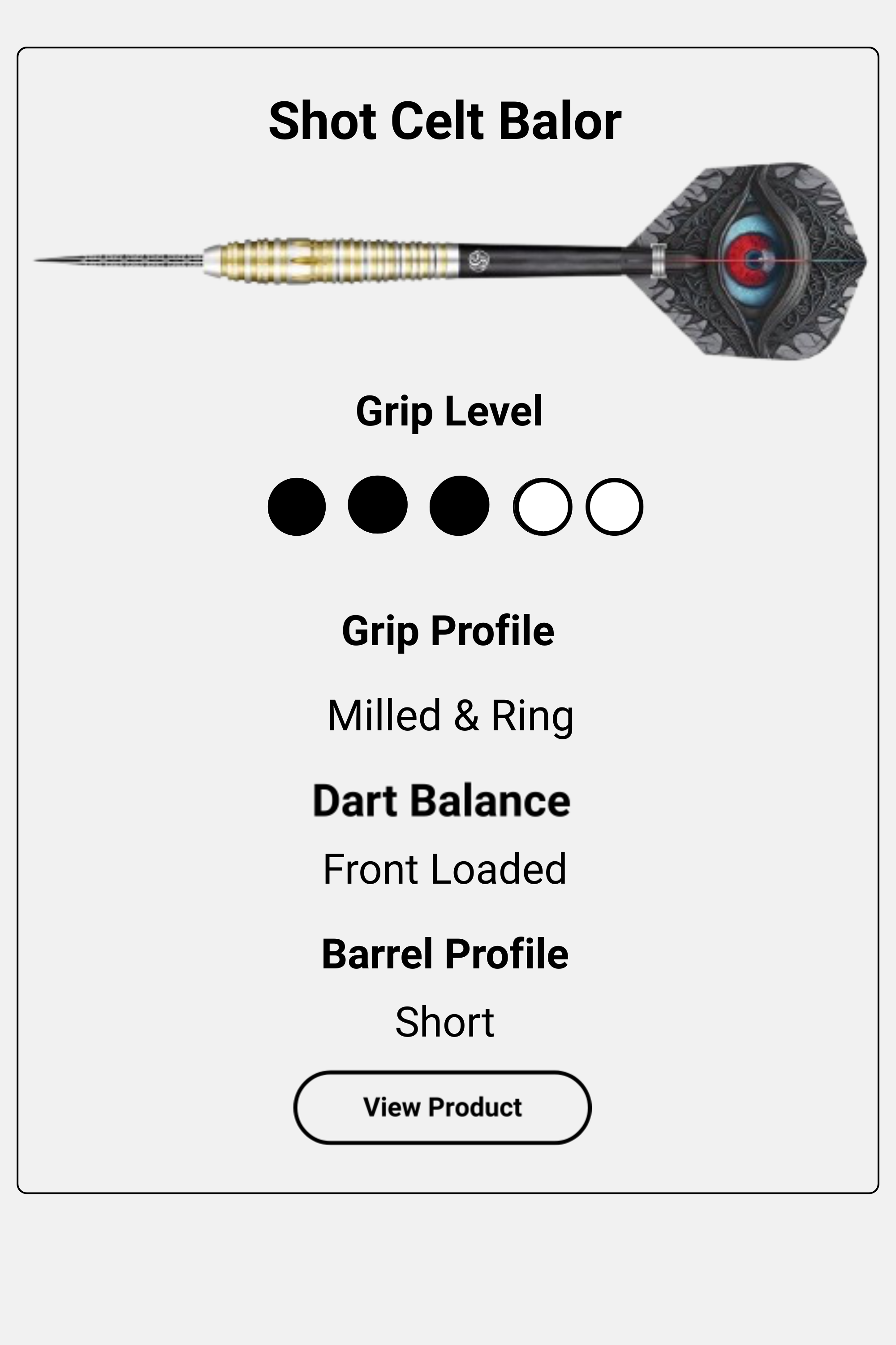 Shot Celt Balor dart information card