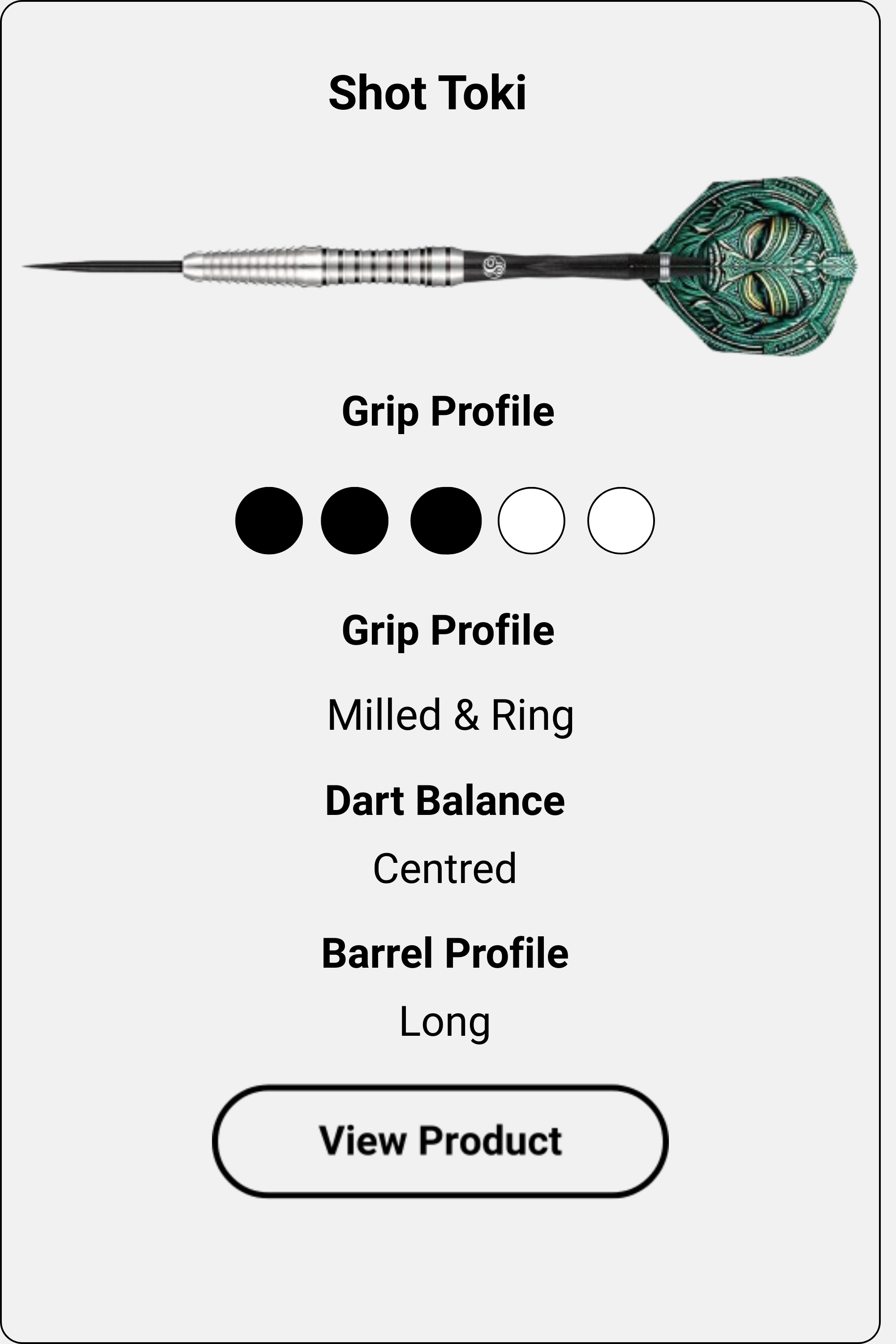 Shot Toki dart information card