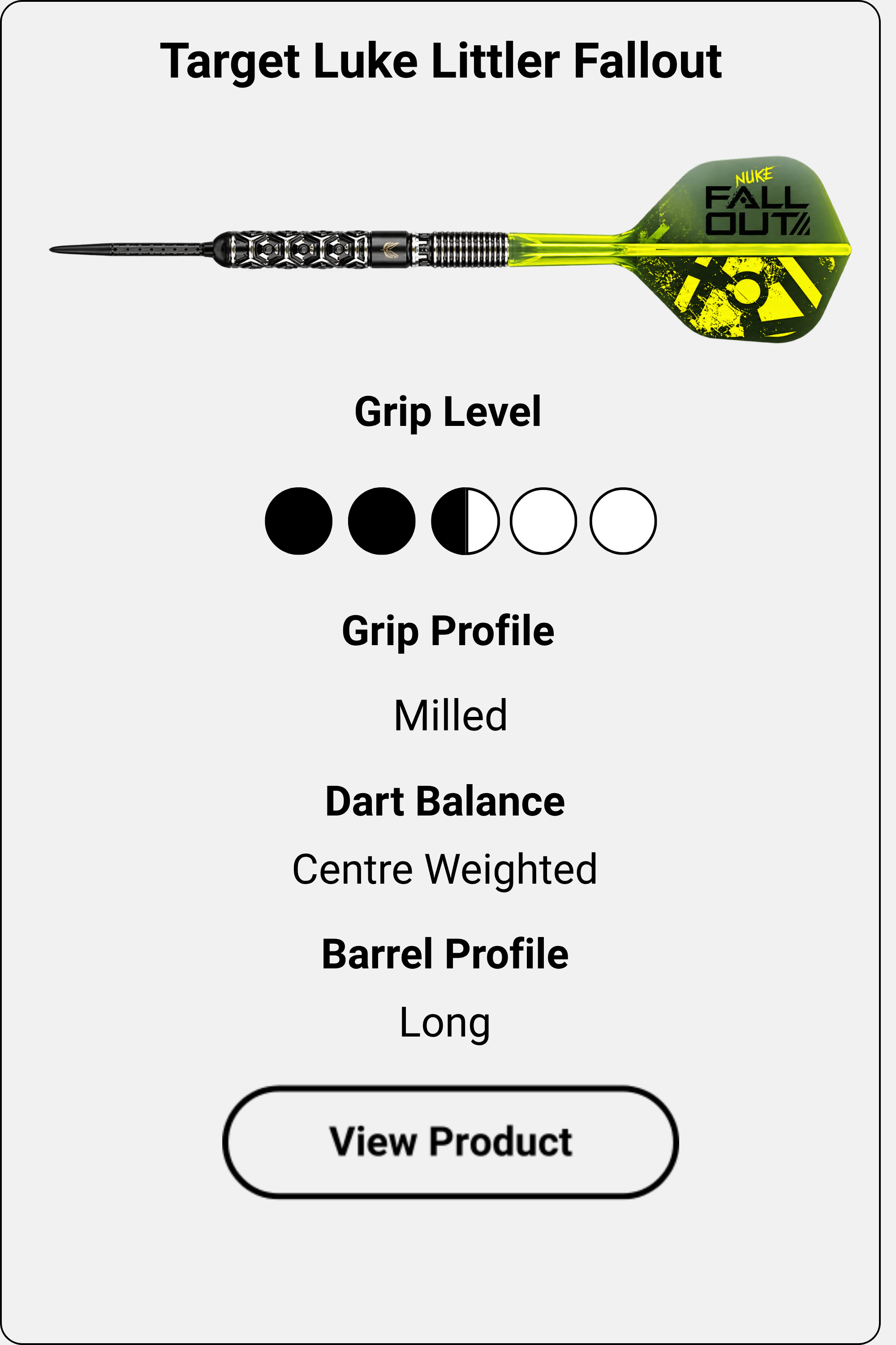 Target Luke Littler Fallout dart information card